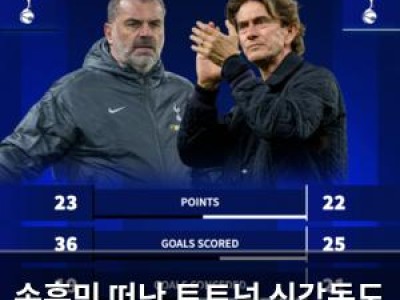 손흥민 떠난 토트넘 신감독도 구원 못 해