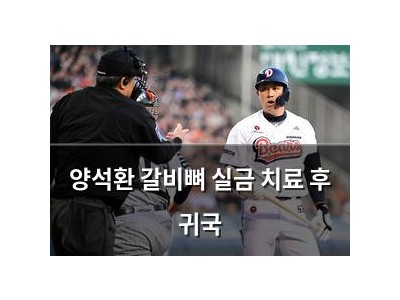 양석환 갈비뼈 실금 치료 후 귀국