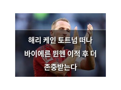 해리 케인 토트넘 떠나 바이에른 뮌헨 이적 후 더 존중받는다